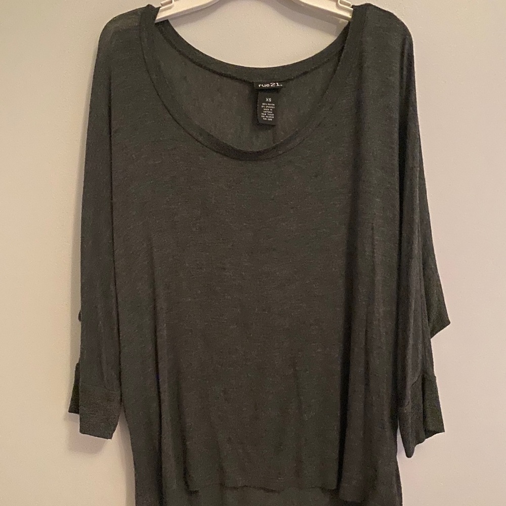Rue 21 Grey three quarter sleeve blouse